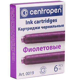 Картриджи чернильные Centropen фиолетовые, 6шт., картонная коробка