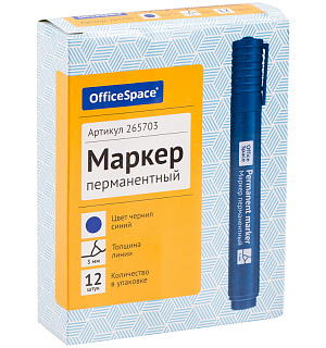 Маркер перманентный OfficeSpace "8004А" синий, пулевидный, 3мм