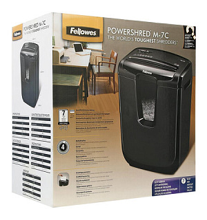 Уничтожитель (шредер) FELLOWES M-7C, 4 уровень секретности, 4x46 мм,7 листов, 14 литров, FS-46031