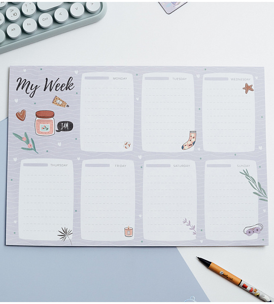 Планер на неделю MESHU 297*210мм (А4), 30л., "Sweet jam", на склейке