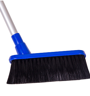 Совок для мусора OfficeClean Professional со щеткой-сметкой, алюм.ручка 70см, пластик, резин. кромка