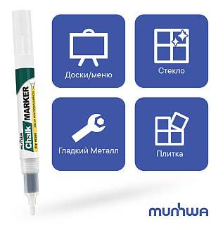 Маркер меловой MunHwa "Chalk Marker" белый, 3мм, спиртовая основа, пакет