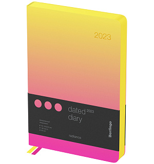 Ежедневник датированный 2023г., A5, 184л., кожзам, Berlingo "Radiance", розовый/желтый градиент