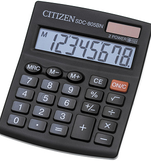 Калькулятор настольный КОМПАКТНЫЙ CITIZEN бухг. SDC805BN/NR 8 разрядов DP