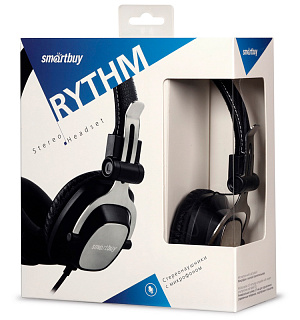 Наушники с микрофоном Smartbuy Rythm, складная конструкция, металлические направляющие, 1,2м, черный